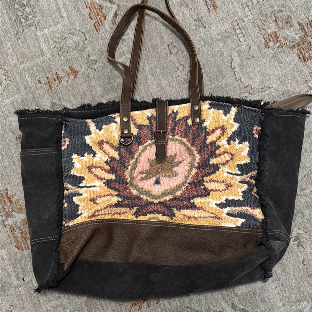 Brown and Black Women's Tote Bag